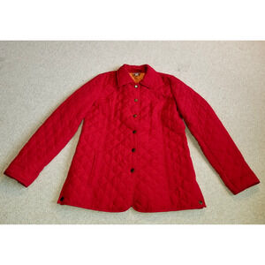 Womens Jacket-J. JILL-dk red quilted lined snap lightweight Preppy-XS